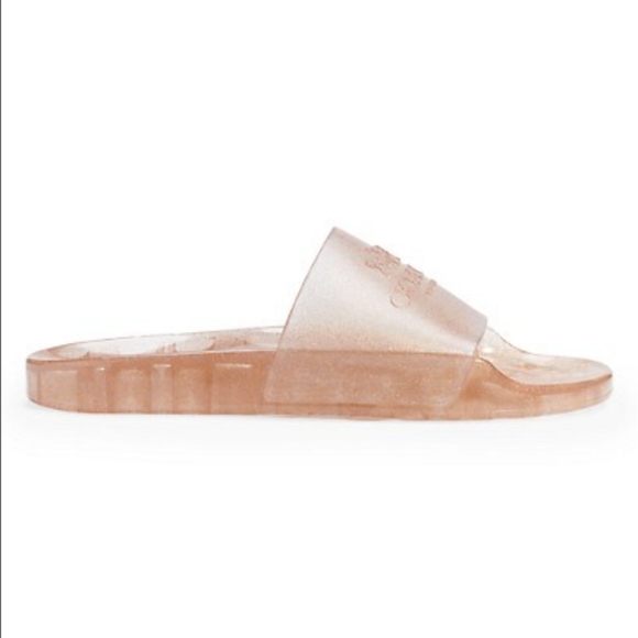 New 10 Coach Dark Gold Ulyssa Rubber Slide Sandals! - Picture 2 of 10